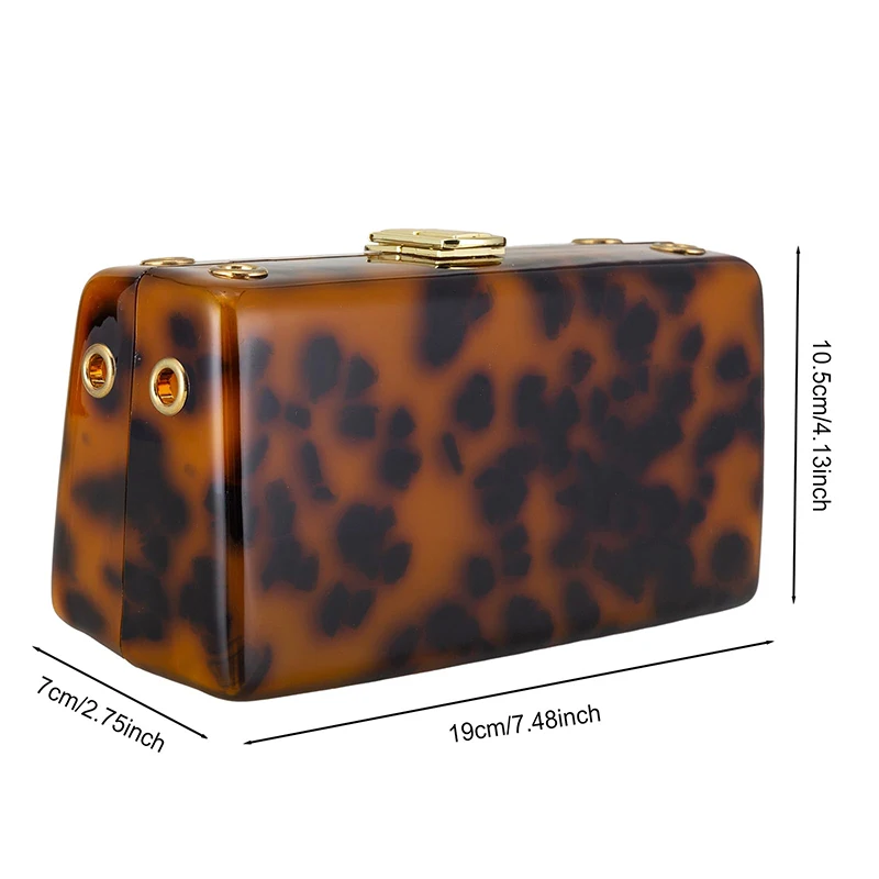 Leopard Marbling Acrylic Clutch Bag Women 2024 New Evening Party Prom Chain Shoulder Bag Luxury Clutches Wedding Bridal Handbag