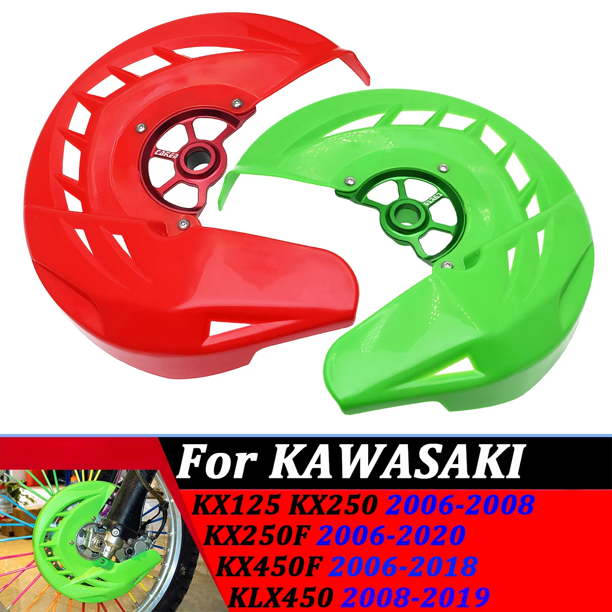 

20mm CNC Front Brake Disc Guard parts For Kawasaki Motocross KX125 KX250 2006 2007 2008 KX250F KX450F 2009-2020 KLX450 2010-2019
