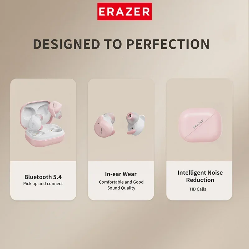 ERAZER XT91 Earphones Bluetooth TWS Headphones Wireless Mini Lenovo Earbuds with Mic Color Transparent Headsets Portable muisc