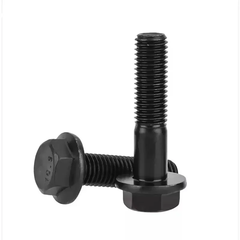 M10 M12 M14 M16 Grade 10.9 Black Carbon Steel Fine Thread Hexagon Head Flange Cap Screw Hex Washer Head Bolts  Pitch 1.25/1.5mm