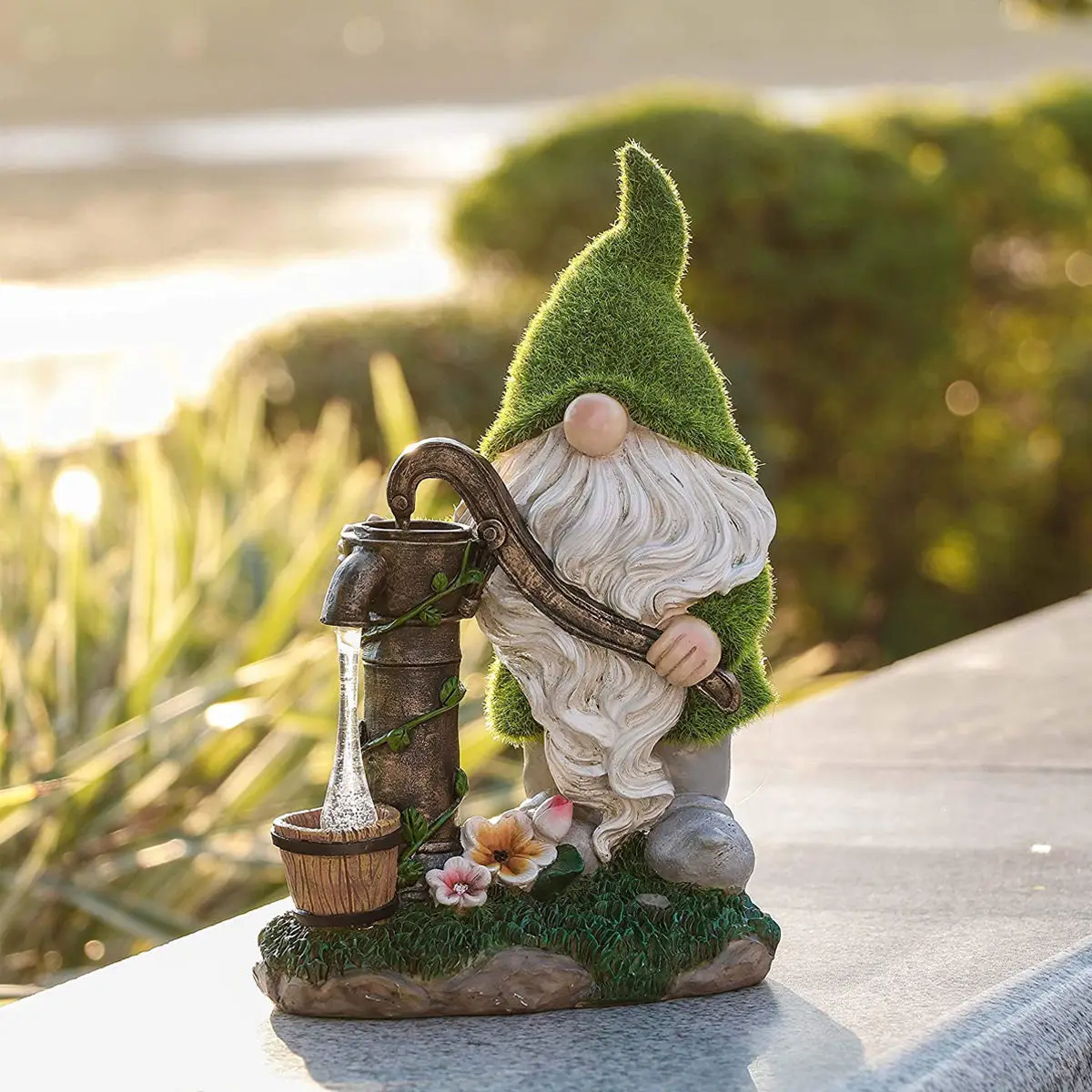 American Solar Light Santa Claus Resin Adornments Christmas Gifts Outdoor Garden Sculpture Crafts Balcony Terrace Accessories