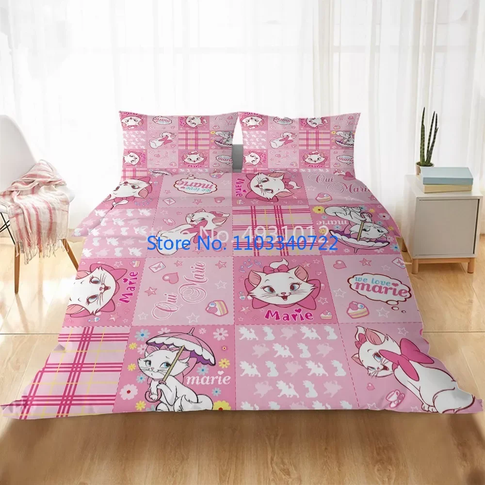 Cute Marie Cat Cartoon Bedding Sets Duvet Cover Set 3D Print Comforter Cover Bedclothes for Boy Girl Bedding Sets Bedroom Decor