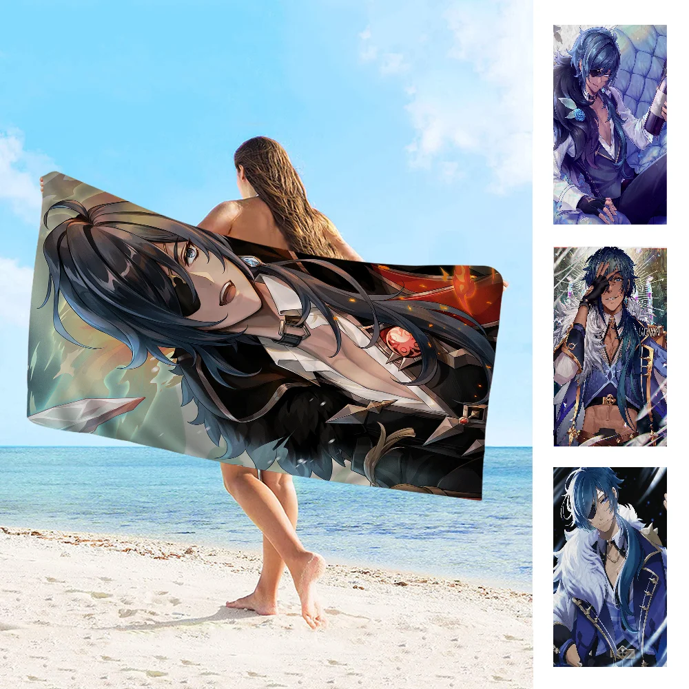 Genshin Impact Kaeya Alberch Microfiber Blanket Quick Drying Beach Towels Oversized Printing Super Absorbent Pool Towel Blanket