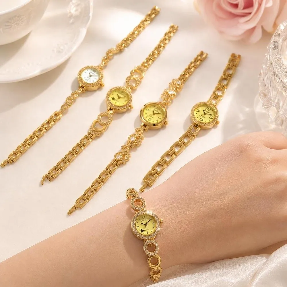 Luxury Small Dial Women Watch Round Bracelet Alloy Bracelet Watch Ladies Wristwatch Gift