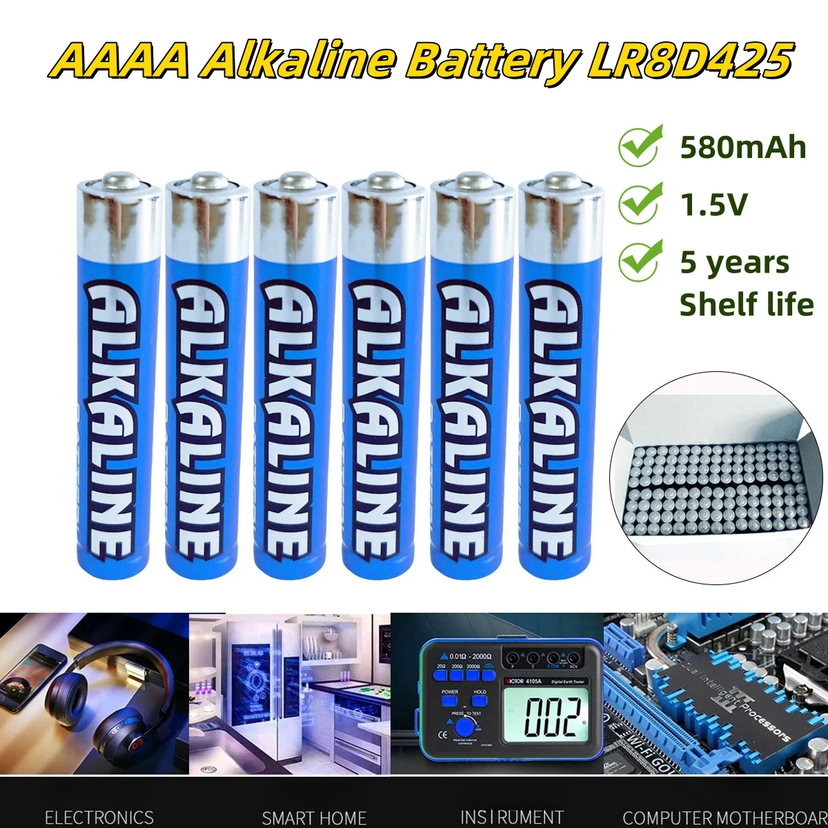 

4-60PCS AAAA Alkaline Battery LR8D425 Column Dry Battery Capacitor Pen Laser Pen Handwriting Pen Battery