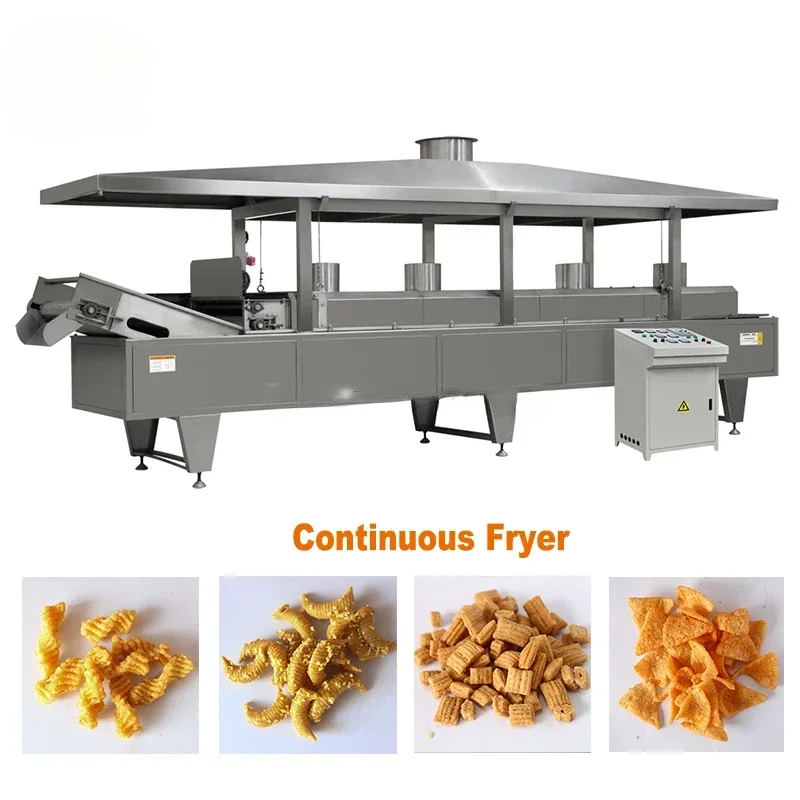 Automatic Continuous Snack Conveyor Belt Fryer Machine