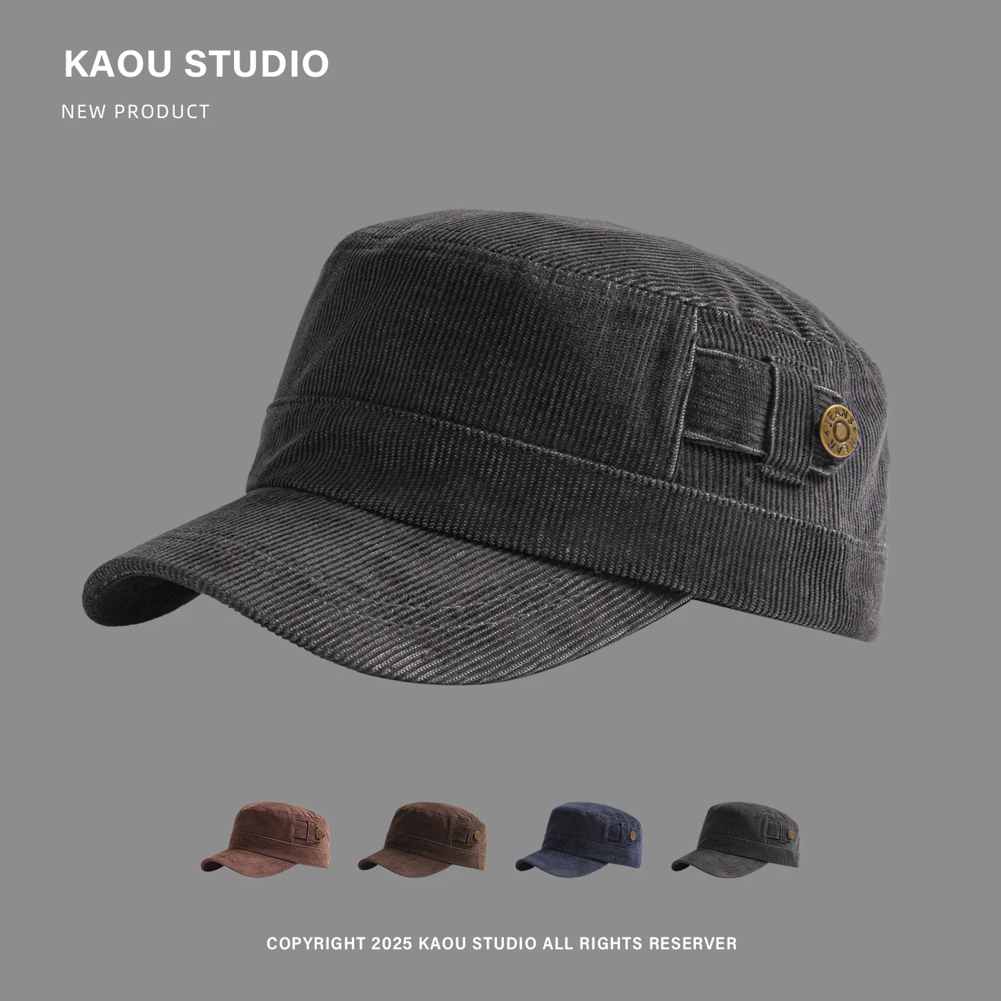 

Vintage Corduroy Flat Top Hat Autumn Winter Outdoor Casual Versatile Equestrian Hat Face Slimming Duckbill Cap for Men