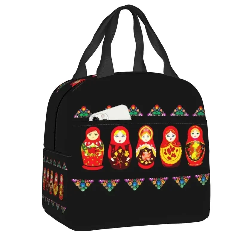 

Russian Nesting Doll Matryoshka Insulated Lunch Bag for Women Portable Fashion Art Cooler Thermal Bento Box Kids School Children