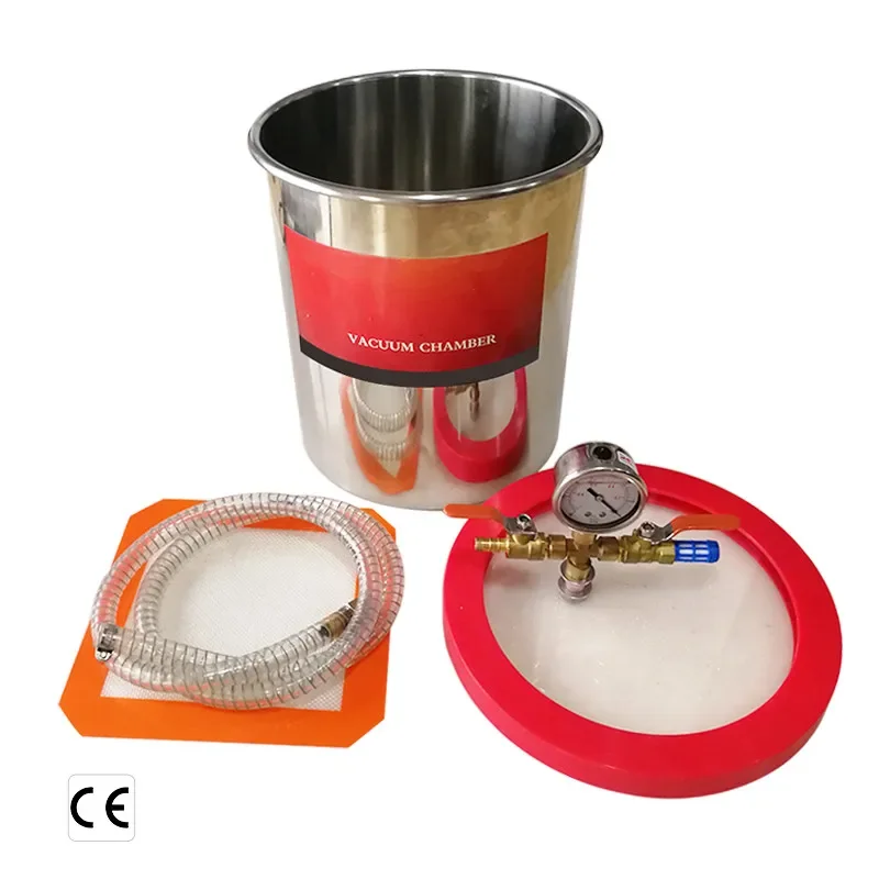 Stainless steel vacuum chamber 2/3/5 gallon with 3cfm Vacuum Pump Defoaming barrel for epoxy resin  glue 9L/12L/20L