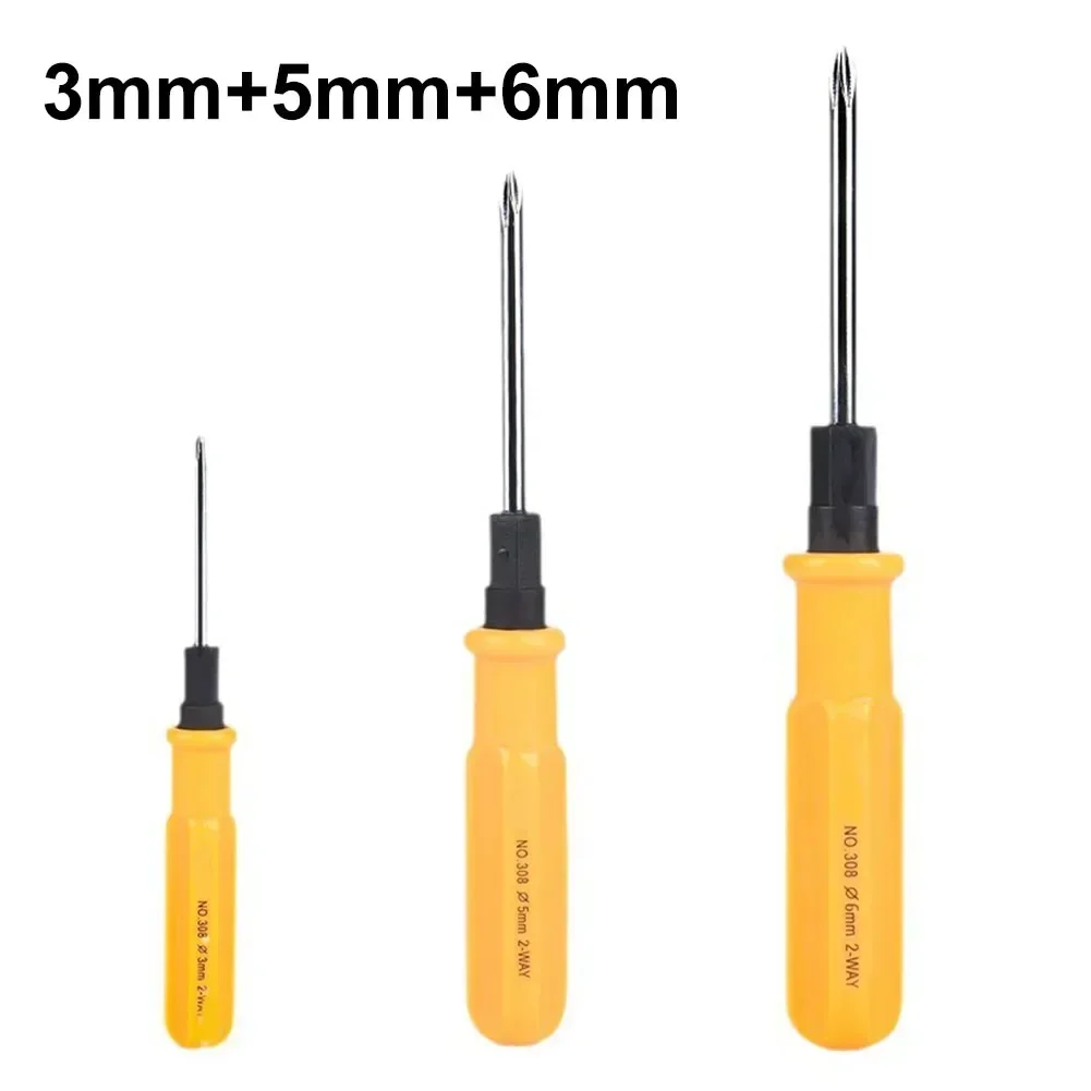 2-Side Slotted Cross Screwdrivers Double Screwdrivers Head 3/5/6mm Portable Screws Driver Set For Repair Remover Hand Tools