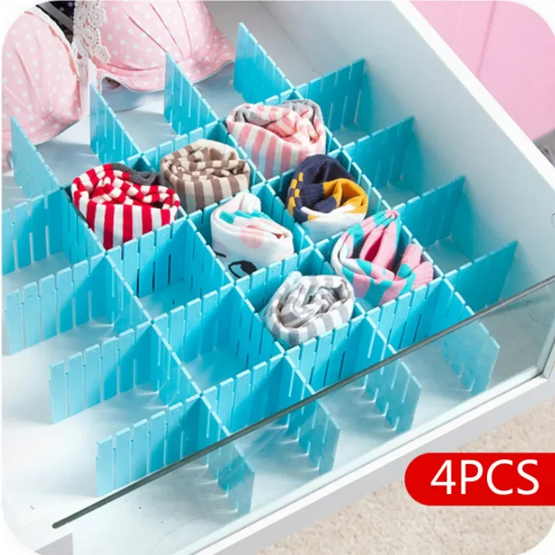 

4Pcs DIY Plastic Drawer Grid Separator Divider Partition Storage Organizer Underwear Socks makeup Clapboard DROPSHIPPING