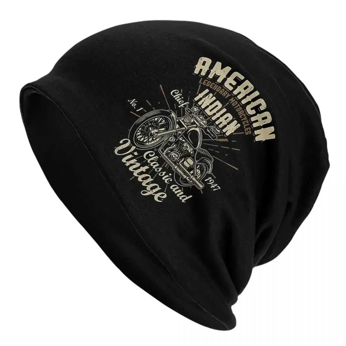 American Legendary Motorcycles Indian Chief Warm Knitted Cap Fashion Bonnet Hat Autumn Winter Outdoor Beanies Hats for Men Women