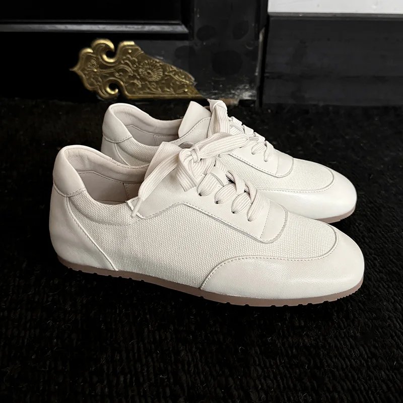 

2025 Autumn sheepskin Intrinsic elevation German Army Trainers Round toe Lace up Low heel Leisure sports shoes