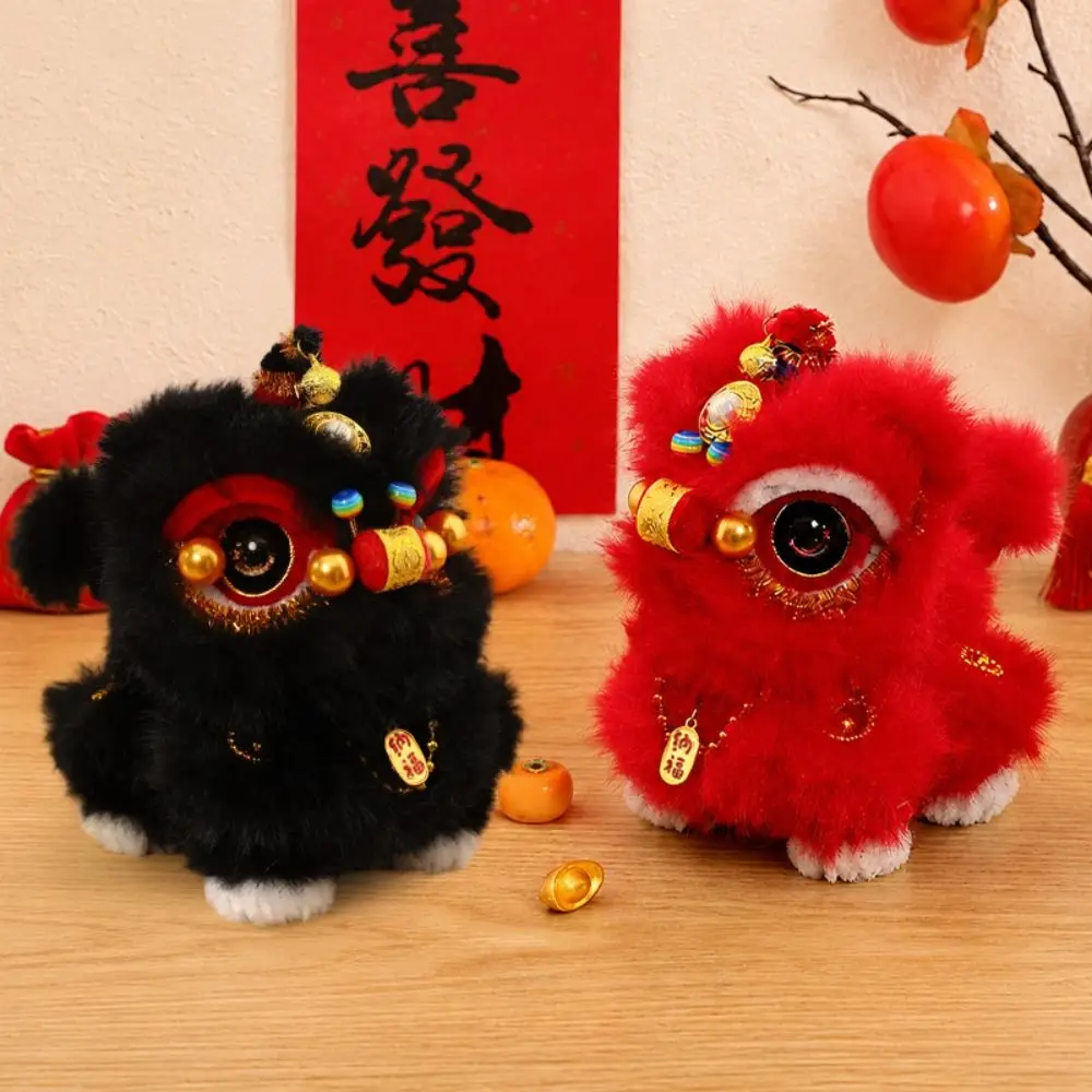 Ancient-style Handmade Lion Dance Cute Traditional Awakened Lion Soft Twisty stick Lion Dance Ornament Photo Props