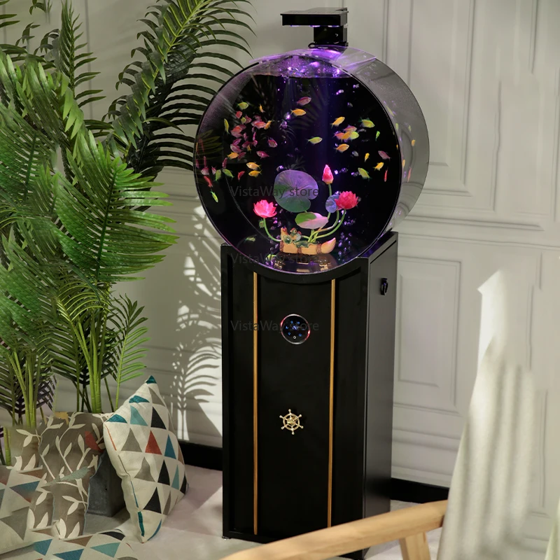 Large Indoor New Acrylic Fish Tank with Filter Box Eco-friendly Plastic Aquarium for Living Room Study Floor Indoor Decoration