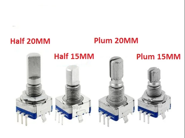 Free Ship 5PCS EC11 Potentiometer Rotary Encoder / Coding / Digital Potentiometer 5 Pin 15MM 20mm Adjustable Plum Handle