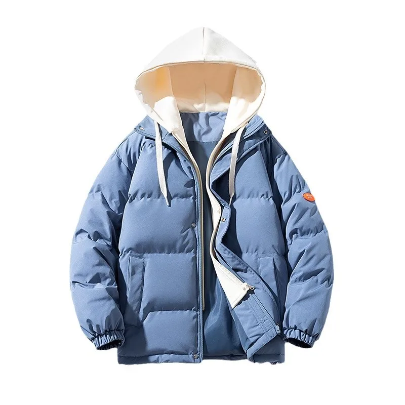 

Мужская зимняя куртка со свободным капюшоном, искусственное толстое теплое пальто из двух предметов, повседневная уличная одежда, модная парка, верхняя одежда