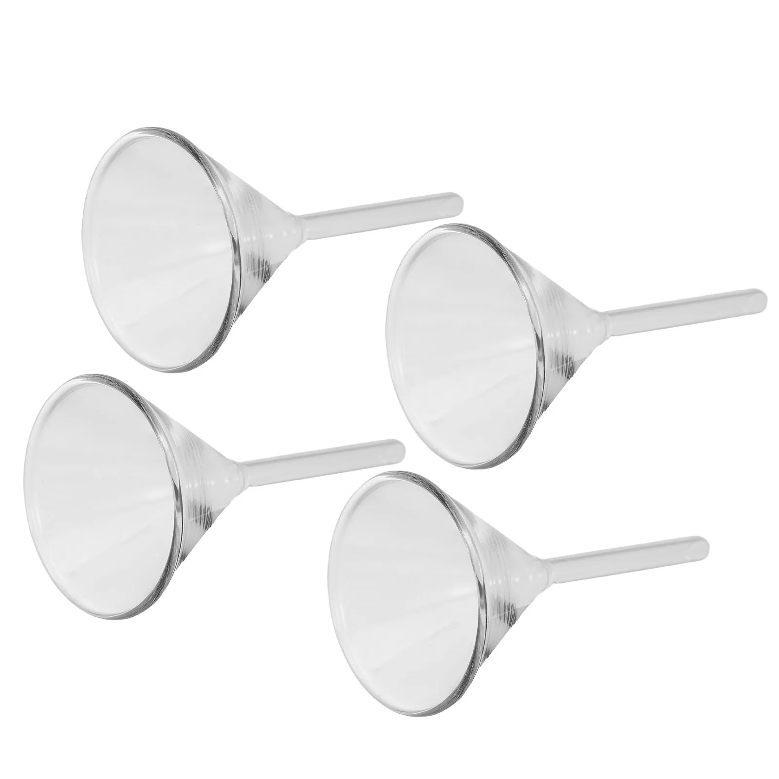 4Pcs Glass Funnels for Lamp Oil Filling Wide Mouth Transparent Short Stem Lab Funnel Multi Purpose Liquid Pouring Tool
