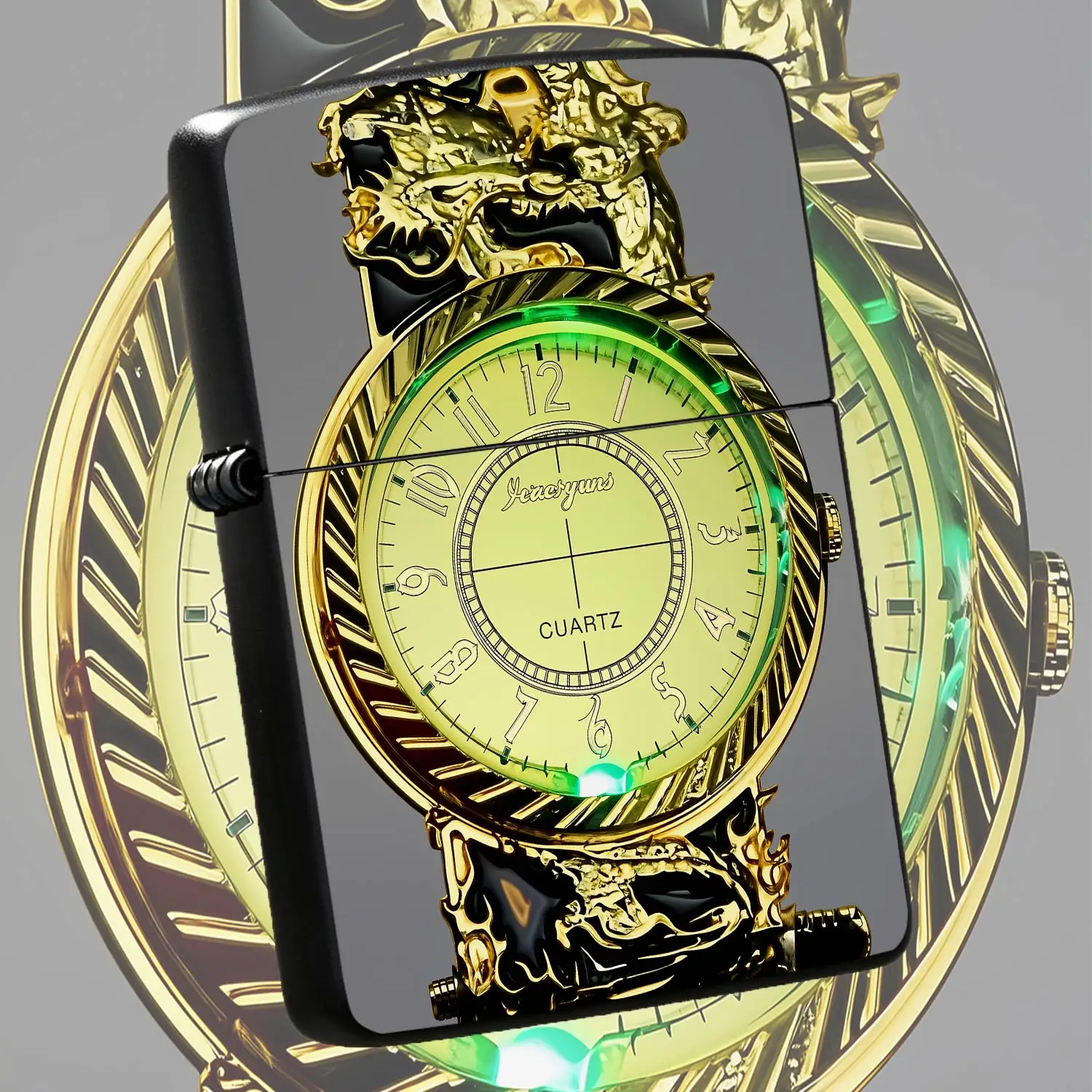 Vintage Dragon Clock Shaped Decorative Ornament, Creative Exquisite Desktop Adornment With Glowing Dial, Ideal For Home Office Daily Use, Festival Birthday Present For Family Friends, Delicate Collectible A Humorou And Interesting Lighter
