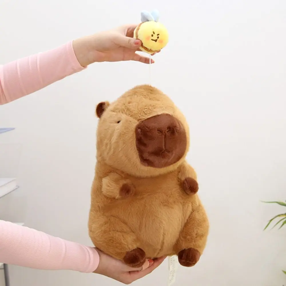 Tirar cuerda capibara abeja juguete de peluche simulación PP algodón Capibara Anime juguete esponjoso colección esponjosa muñeco de peluche capibara