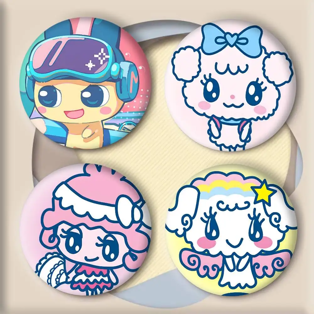 Cartoon Cute Anime T-Tamagotchi M-Mametchi Gozarutchi Badges Round Cosplay Pin Bag Decor Fans Collect Friends Gifts Brooch