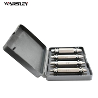 4pcs Double Side Drill Extractor Out Remover Handymen Broken Bolt Stud Removal Tool Kit Out Damaged Screw +Plastic Box Packaging