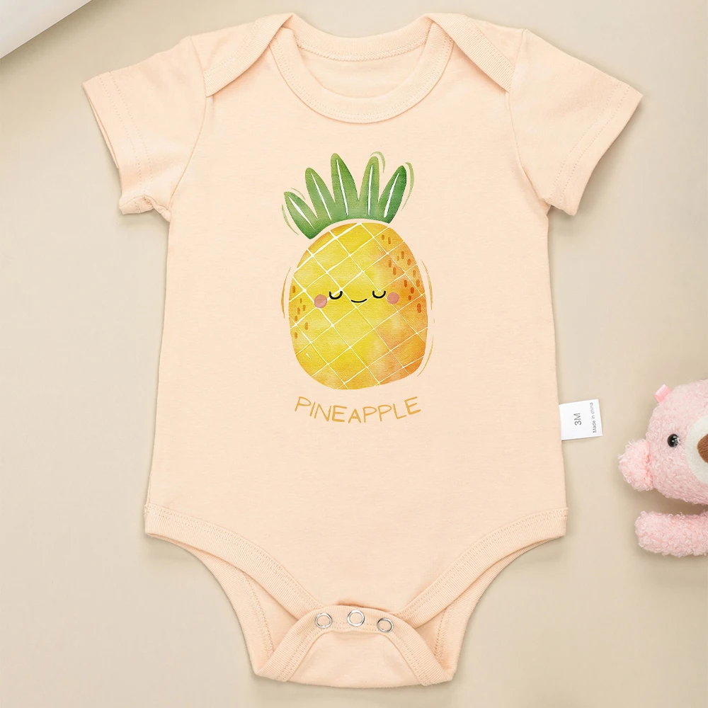 Ananas Baby Boy Bodysuit Kawaii Harajuku weiche Baumwolle hochwertige Cartoon niedlichen Neugeborenen Mädchen Kleidung Overall O-Ausschnitt billig