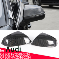 Carbon Fiber Look Black Rearview Side Mirror cover Caps for Audi Q5 SQ5 FY 2018-2024, Q7 SQ7 4M 2016-2024