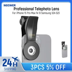 NEEWER Universal Phone Clamp for 17mm Threaded Lens Professional Telephoto Lens For iPhone 15 Pro Max 14 13 Samsung S24 S23