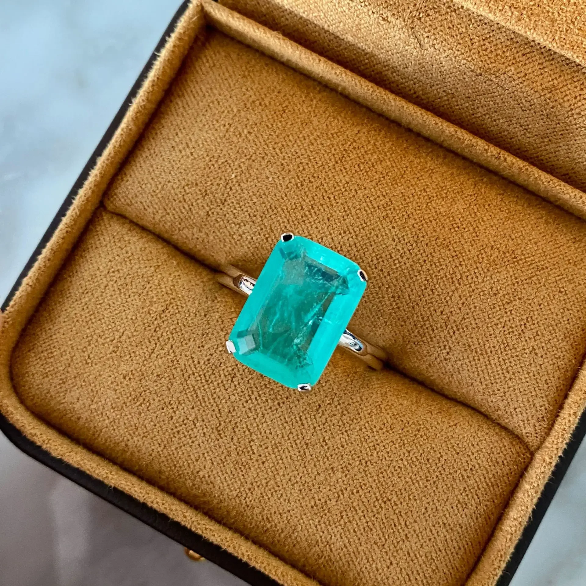 ELSIEUNEE Vintage 100% 925 Sterling Silver Paraiba Tourmaline Gemstone Anniversary Finger Rings for Women Men Fine Jewelry Gift