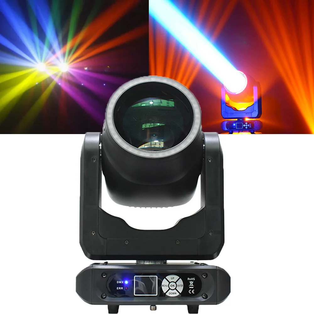 

Визуальное шоу 200 Вт светодиодный луч с подвижной головкой сценический светильник с полосовым кольцевым эффектом гобо DJ оборудование дискотека освещение для вечеринок и концертов