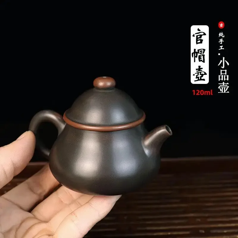 Nixing pottery teapot pure handmade raw ore nickel material large mouth Han tile pot bronze kung fu size capacity tea set