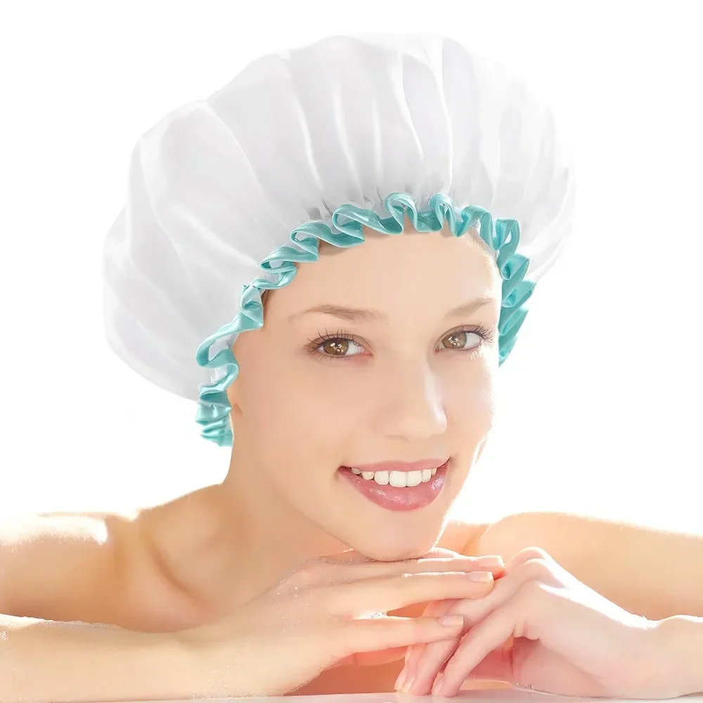 1Pc Waterproof Bath Cap Enlarge Shower Cap Sleep Hat Women‘s Hairdressing Baking Cap Nursing Hat Bath Shower Beruty Tools