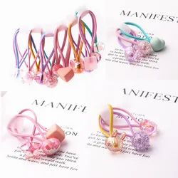 3pcs/lot Candy Color Cracked Shaped Pendant Hair Rope Glitter Ponytail Holder Elastic