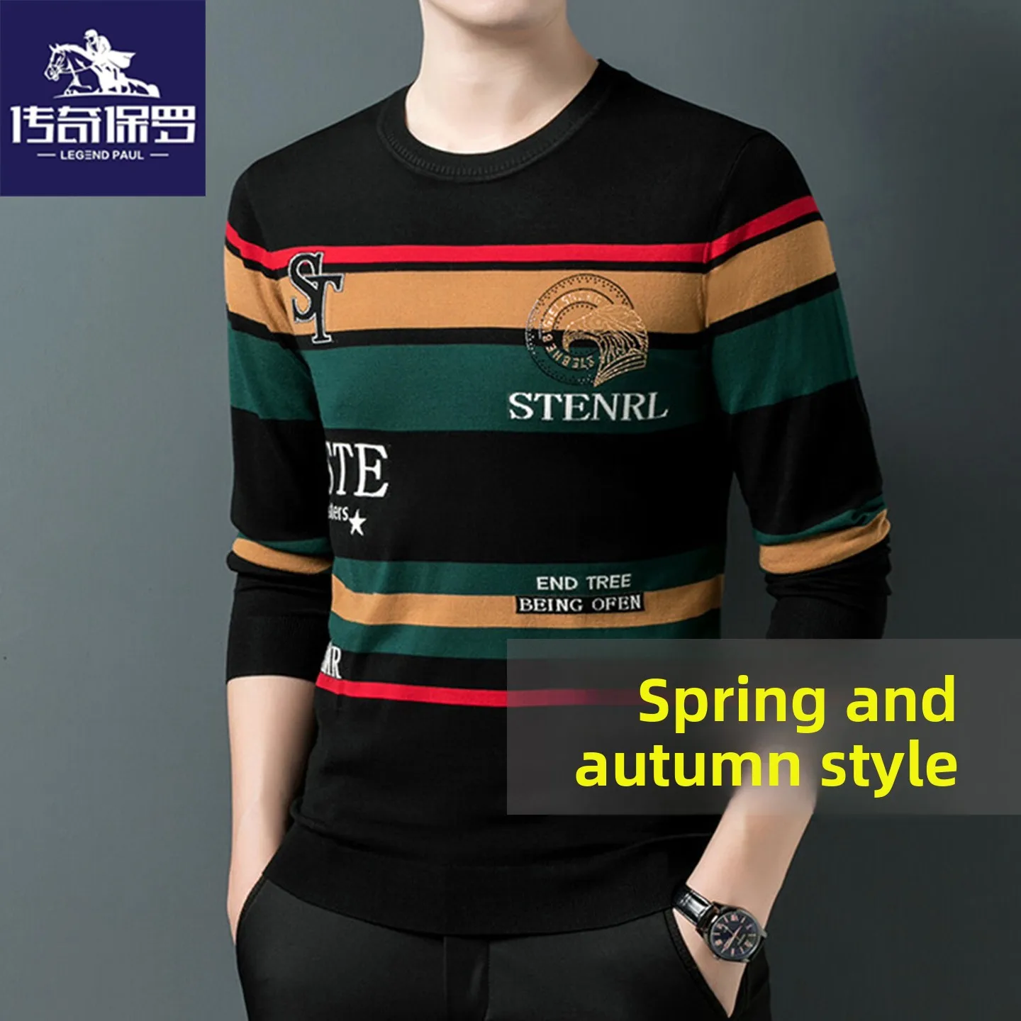 

Мужская трикотажная футболка Lege Paul 2025 с длинным рукавом, круглым вырезом, тонкая, базовая, для весны и осени, повседневная, свободного кроя, мягкая