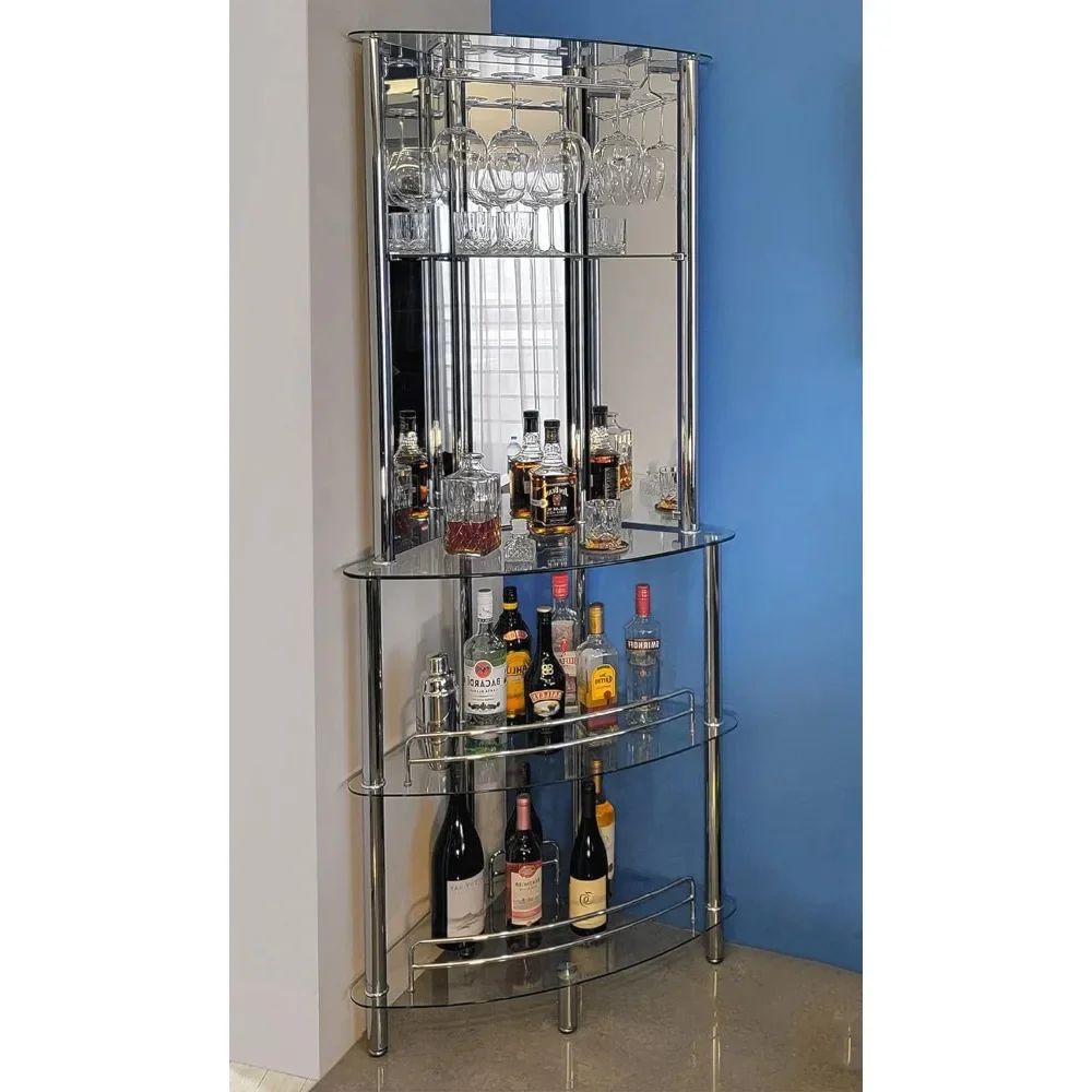 Contemporary Modern Home Entertainment Liquor Bar Catalina Table (Tower Bar, Clear)