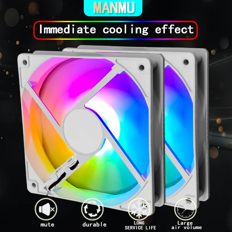 Manmu duża promocja wentylator obudowa PC 120mm RGB LED do komputera chłodzenie powietrzem wentylatory 4pin Gaming Cooler