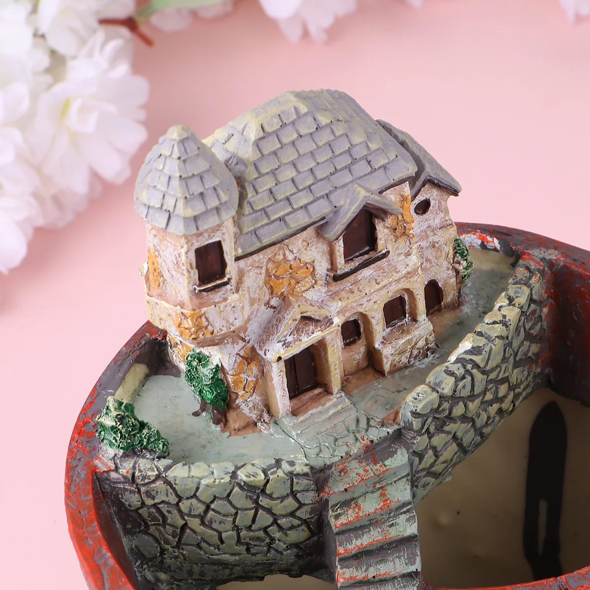 

1Pcs Creative Round Resin Succulent Flower Pot Household Decoration Desktop Ornament for Home Office Balcony Coffee