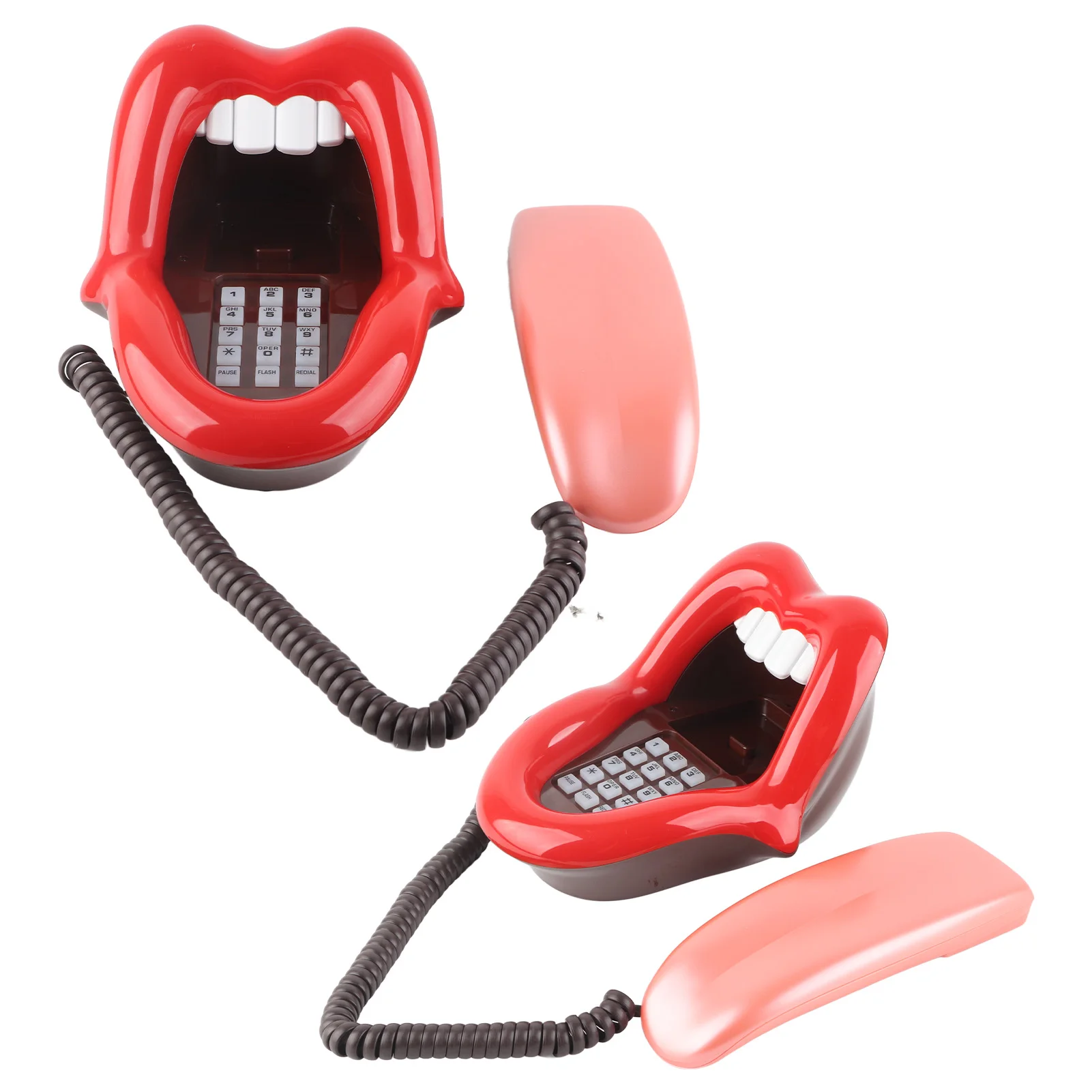 AR‑5056 MultiFunctional Red Large Tongue Shape Telephone Desk Phone Home Decoration Desk Phone Home Telephone  Telephone