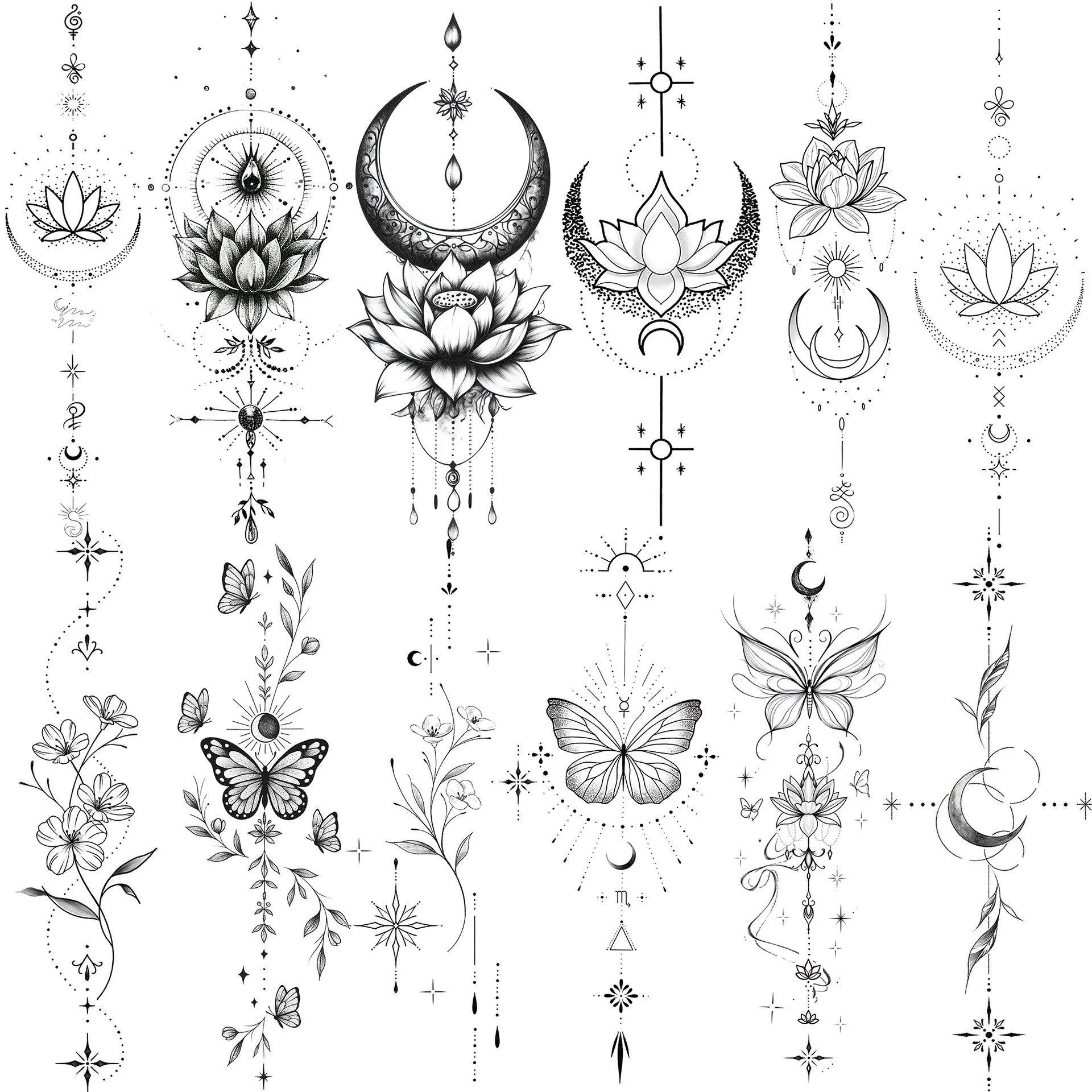

Water Transfer Temporary Tattoo Stickers New Crescent Moon Lotus For Hand Back And Upper Back Premium Non Toxic Durable Fade
