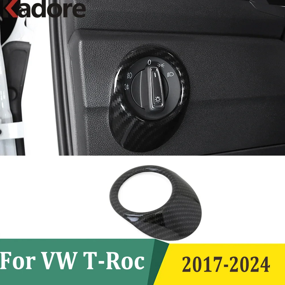 

For Volkswagen T-Roc TROC 2017-2019 2020 2021 2022 2023 2024 Headlight Switch Cover Head Lamp Button Trim Interior Accessories