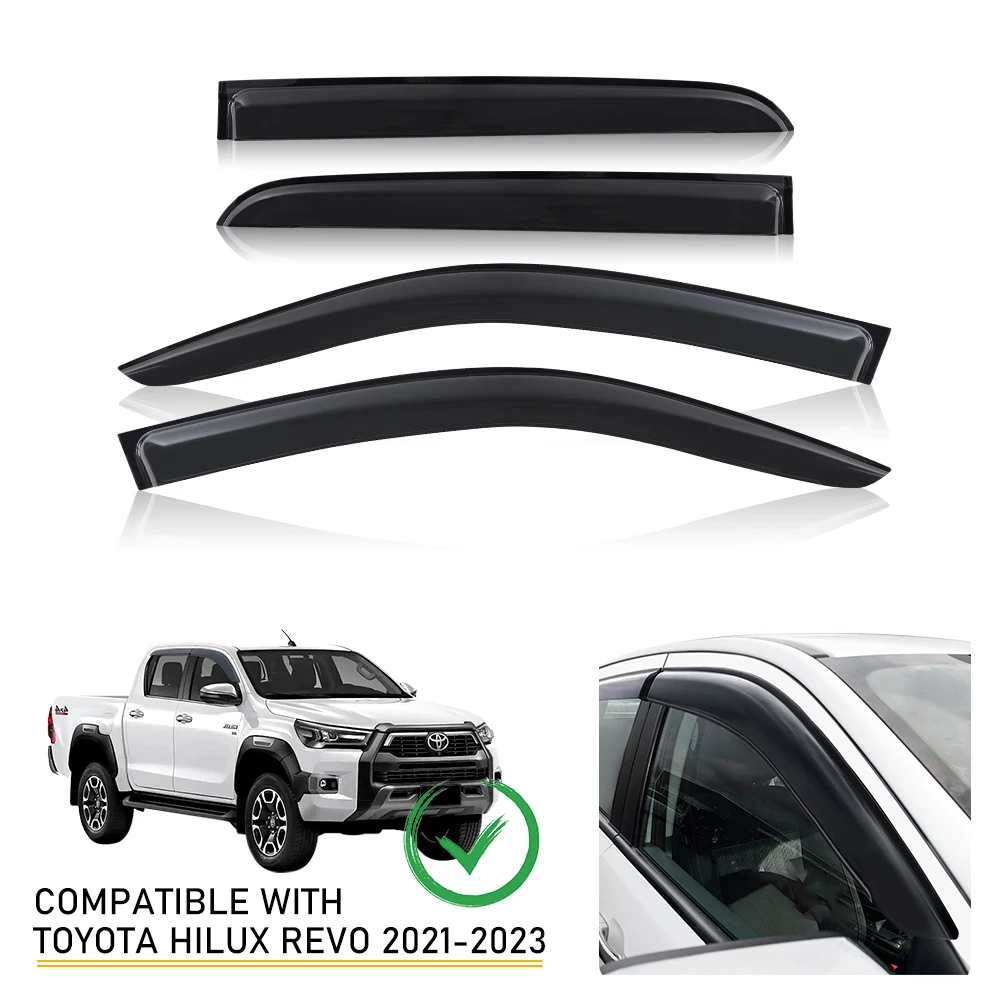 

Smoke Black Window Visor Weather Shield for Toyota Hilux Revo 2021 2022 2023 Door Side Window Deflector For Double Cabin