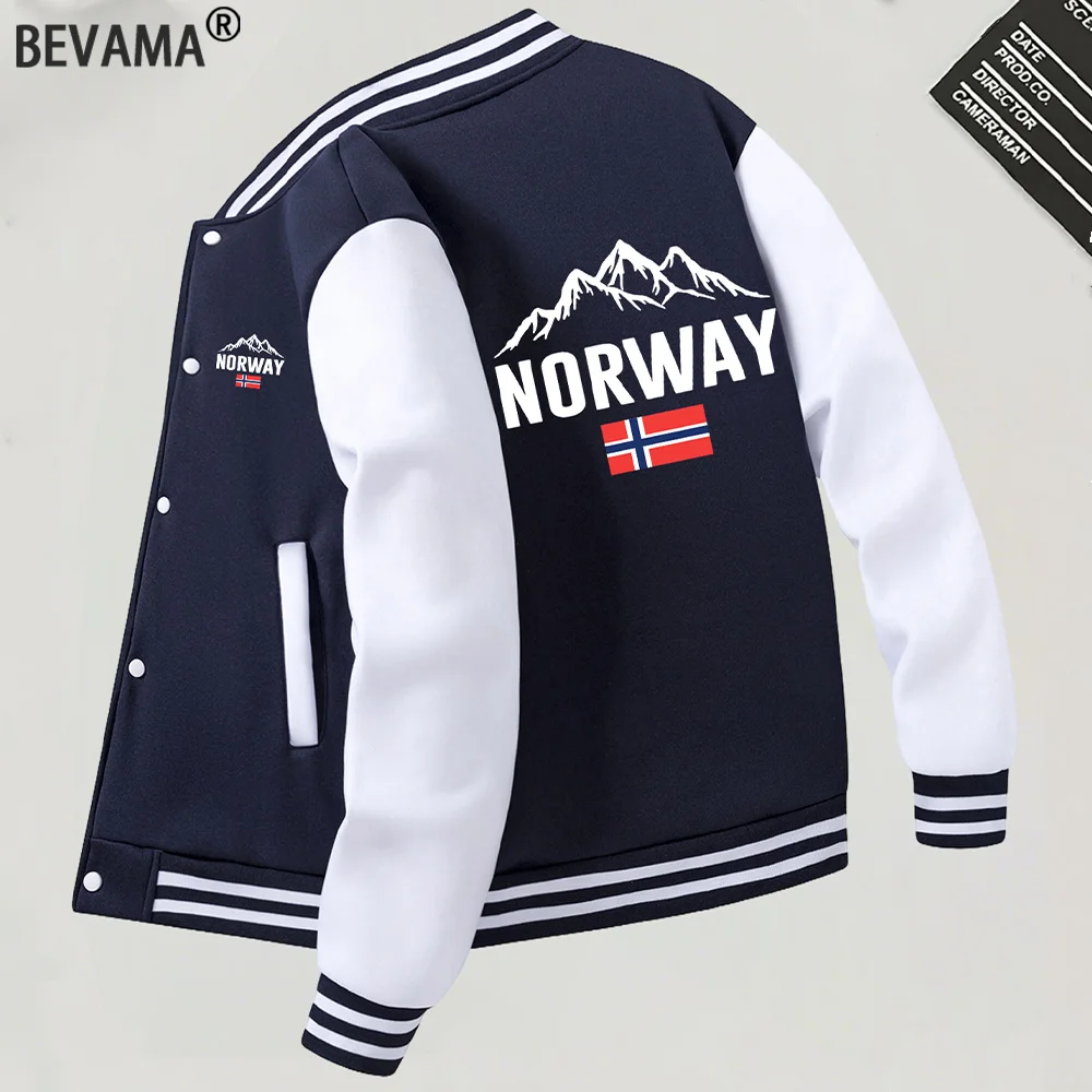 الخريف الشتاء الرجال NORWAY مطبوعة البيسبول سترة معطف فضفاض دافئ يندبروف أبلى موضة شارع العليا في الهواء الطلق الشارع الشهير #1
