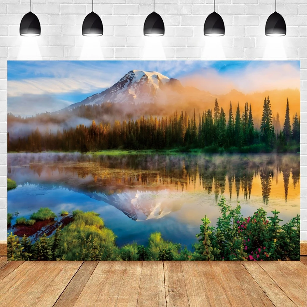 자연 풍경 사진 배경 용수철 숲 산 물 푸른 하늘 하얀 구름 풍경 포토콜 사진 배경