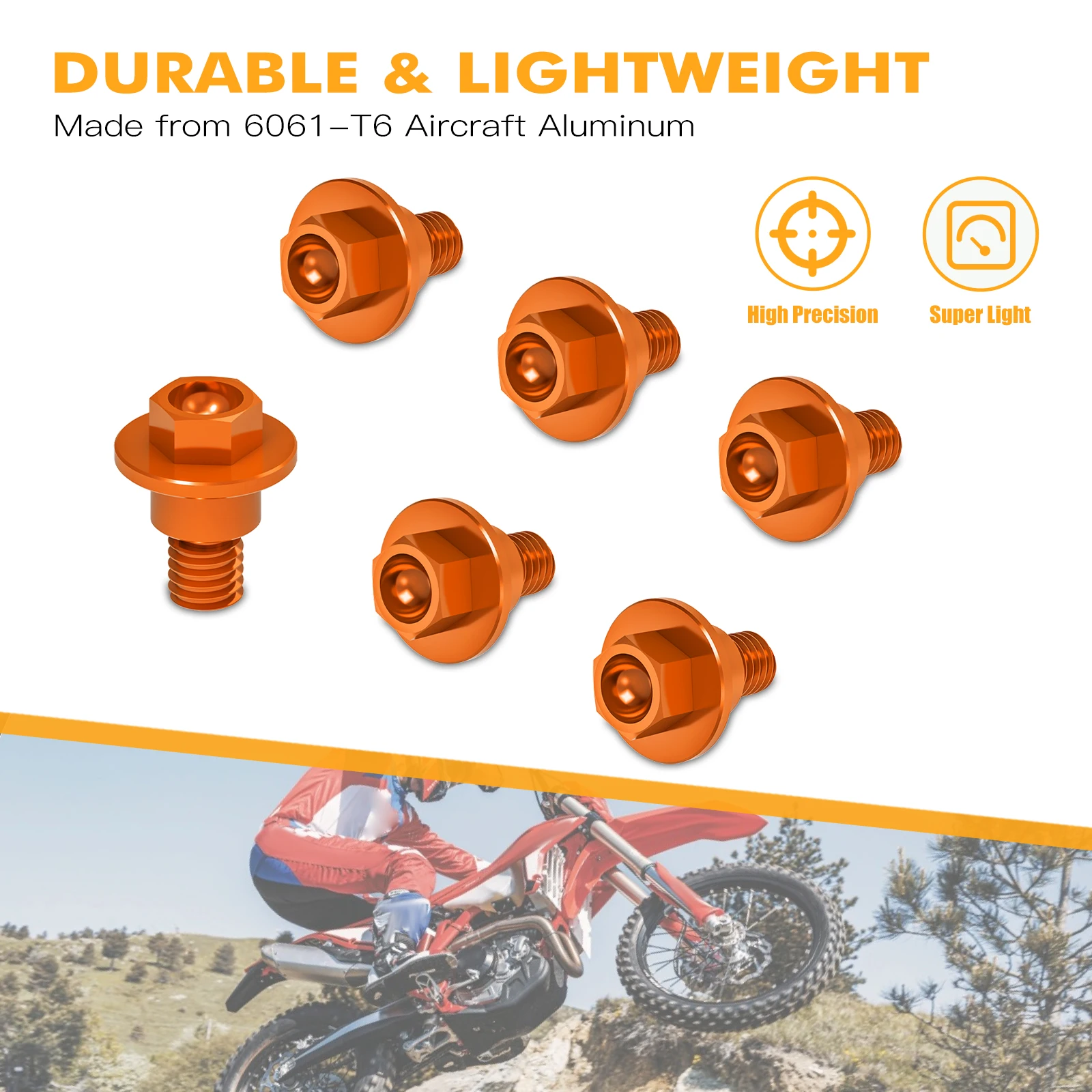 NICECNC For KTM EXC 300 2000-2022 6PCS M6 Front Fork Guard Bolt Screws EXC 250 EXCF 350 EXC 450 SX 125 SXF 250 SXF 450 XCW TPI
