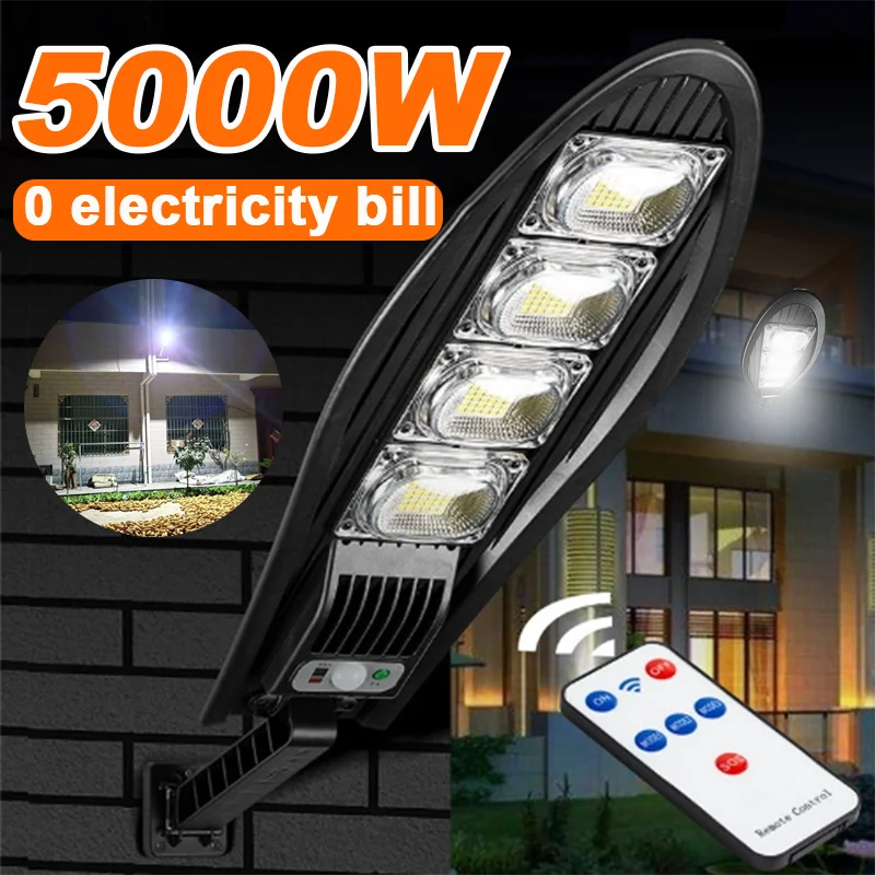 Most Powerful Solar Lamp 5000W Super Bright Outdoor Solar Light With Remote Control Wide Range Garden Yard Light Buit-in Battery