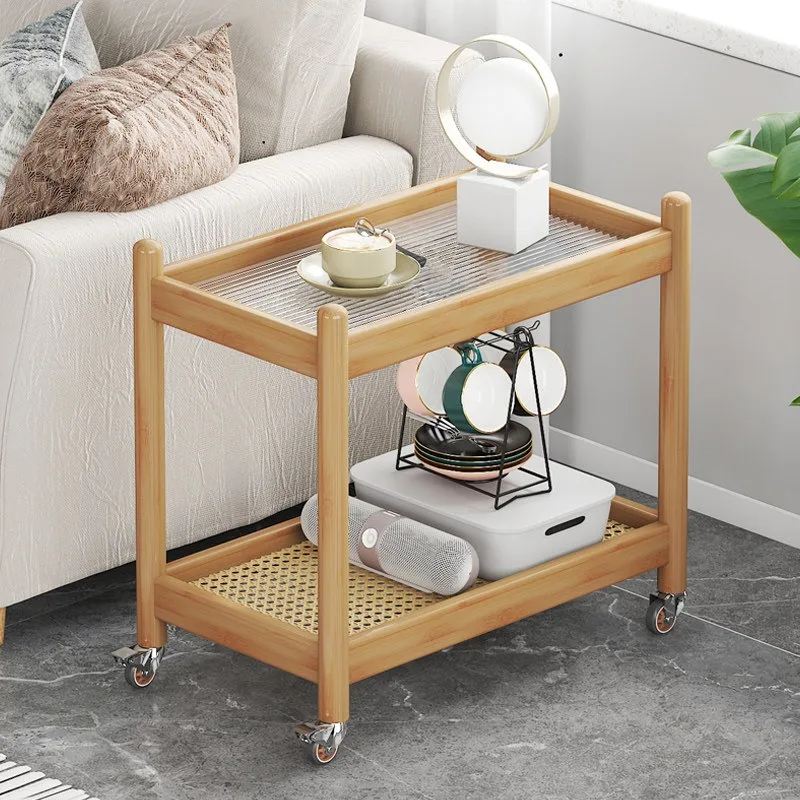Acrylic C Shaped Side Table Mobile Sofa Tea Table Small End Table Modern Living Room Bedroom Space Saving Mini Coffee SnackTable