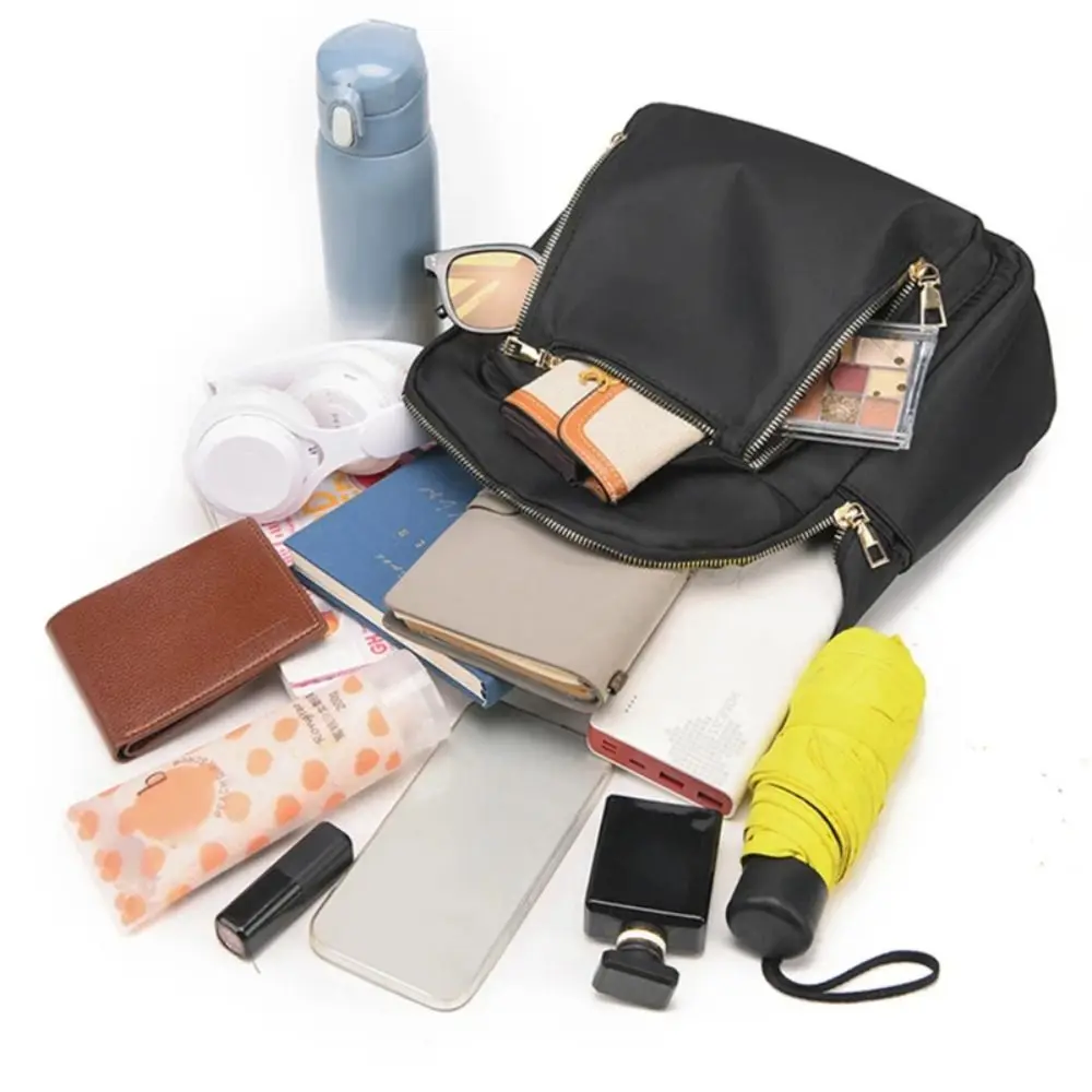 Zaini da donna di grande capacità alla moda Borsa da viaggio nera semplice Zaino per studenti Harajuku solido Zaino Oxford Borse unisex