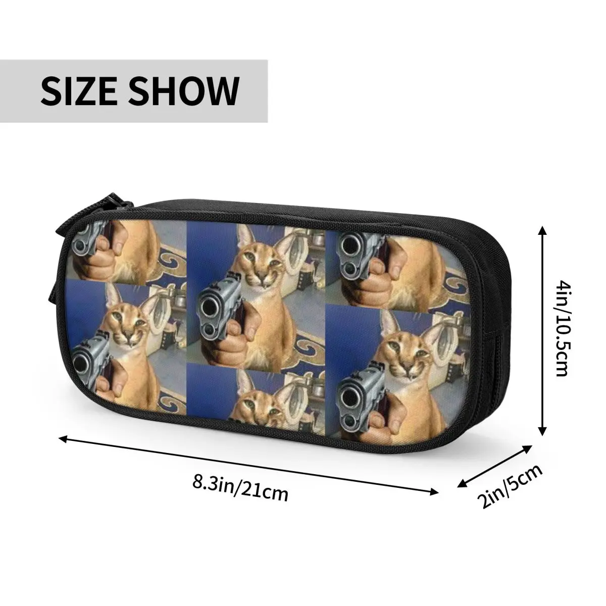 Custom Big Floppa Gangsta Cat Pencil Cases for Girls Boys Large Storage Pen Box Bag Stationery
