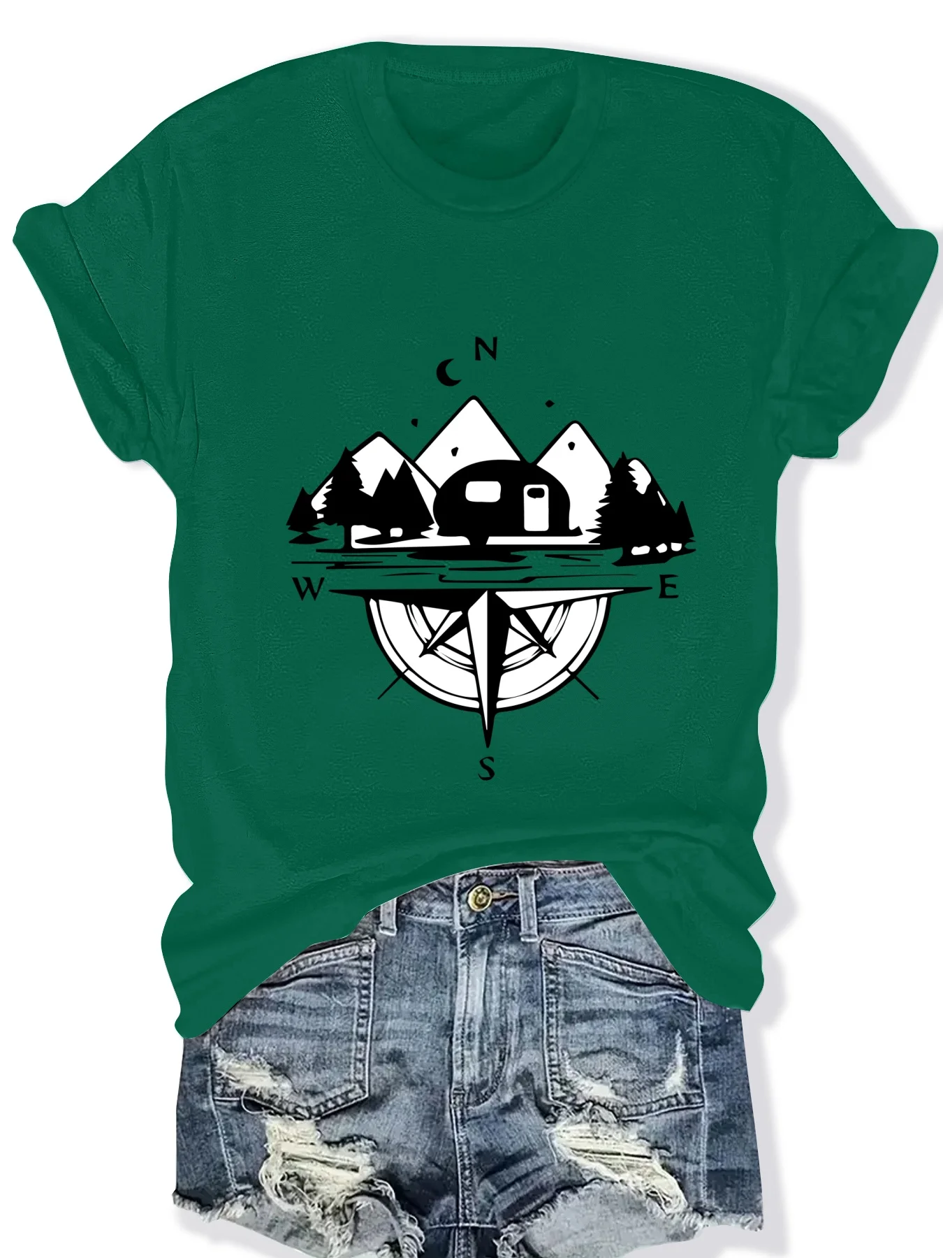 

Модный женский топ с геометрическим принтом, круглым вырезом и короткими рукавами, элегантный повседневный стиль